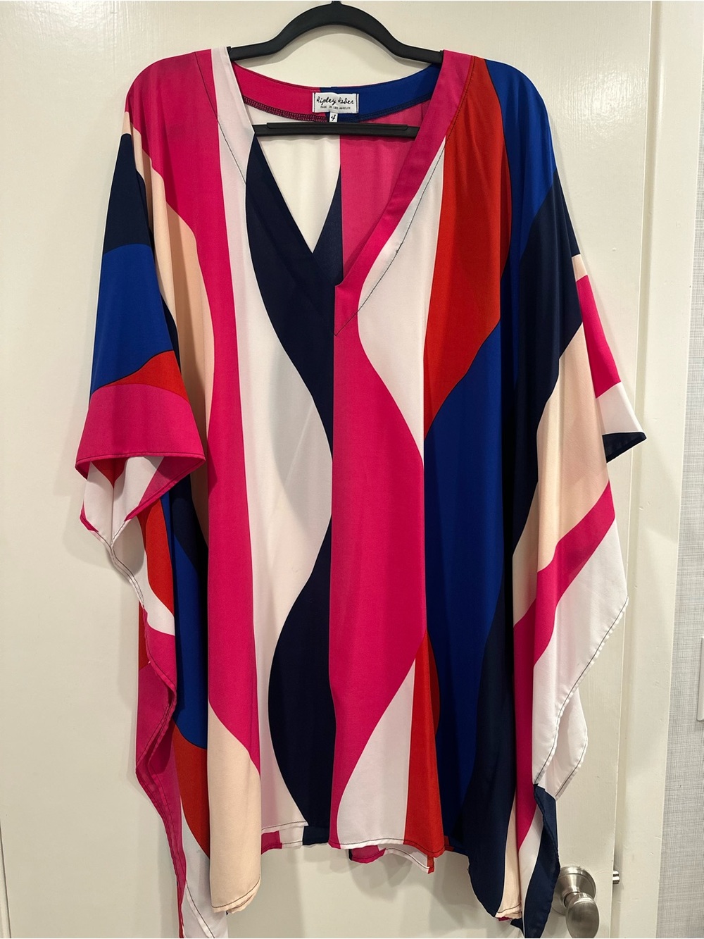 Vibrant Multicolor Asymmetrical Kaftan Dress - Pink, Blue, Navy